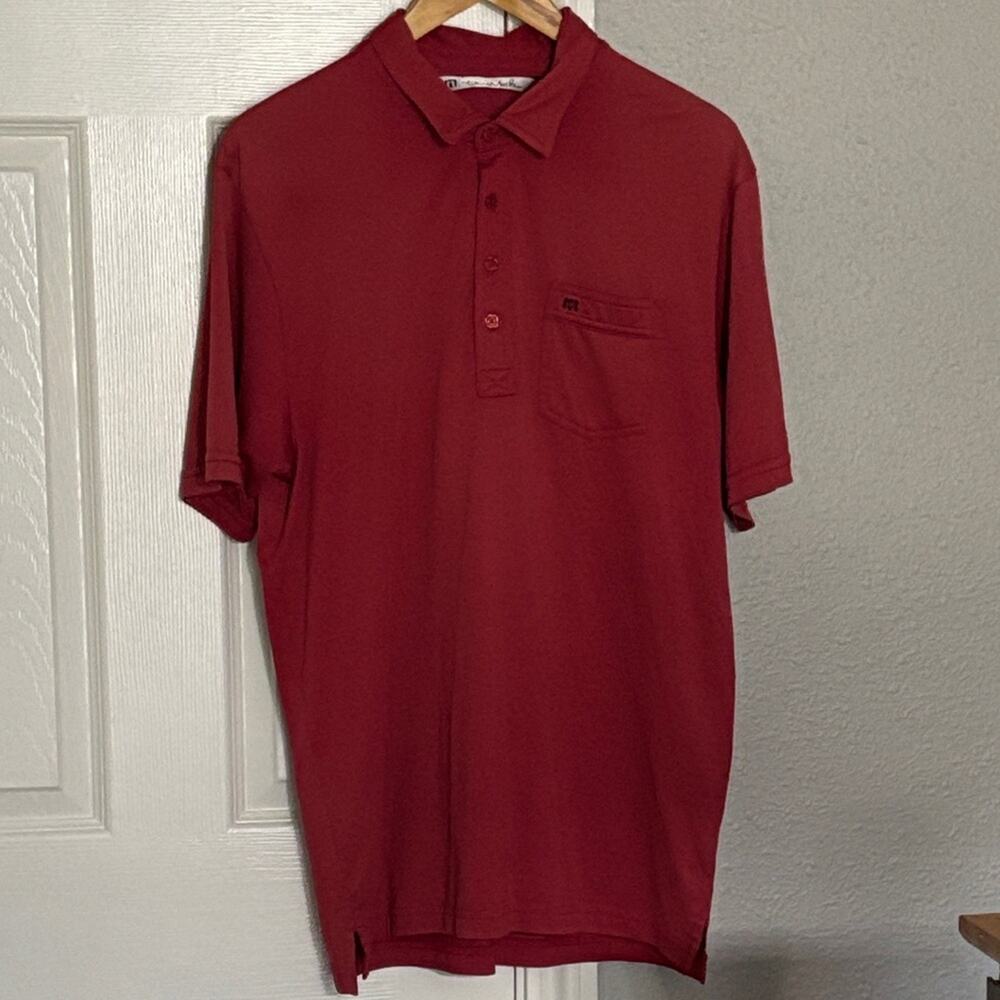 Travis Matthew Men Red Polo Golf Pima Cotton Blend‎ Shirt Size Large
